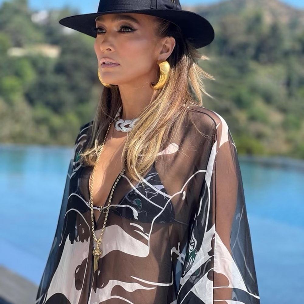 Jennifer Lopez JLo style Bikini Coverall Royal Blue Color